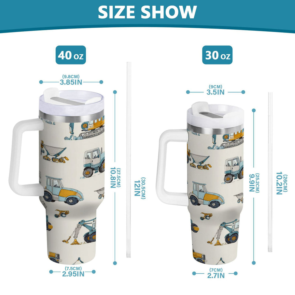 30 oz Insulated Stainless Steel Tumbler Double Wall Stainless Steel Tumbler with 2-Way Drinking Engineering Vehicle Pattern Edition-3CG3