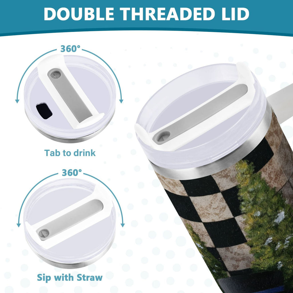 30 oz Insulated Stainless Steel Tumbler Double Wall Stainless Steel Tumbler with 2-Way Drinking Two Snowmen Pattern Edition-V0K1