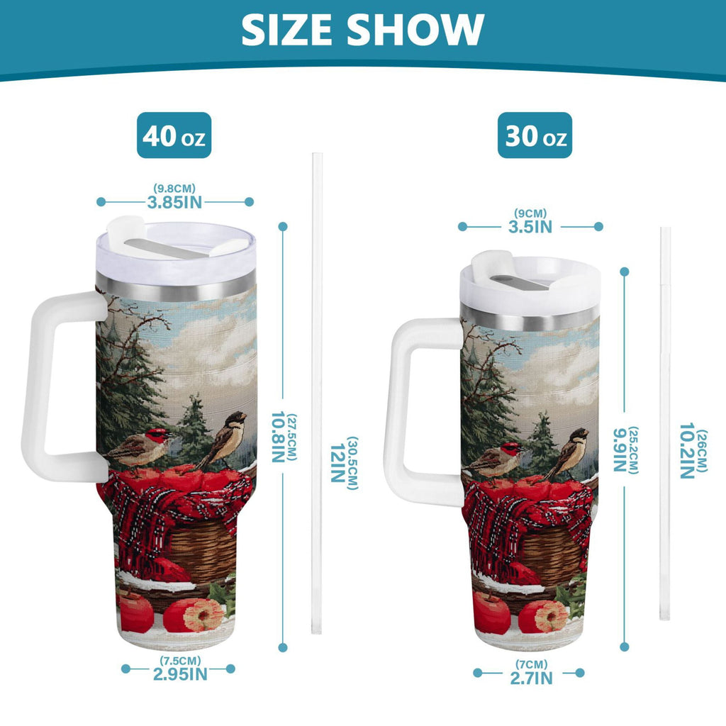 30 oz Insulated Stainless Steel Tumbler Double Wall Stainless Steel Tumbler with 2-Way Drinking Apples and Baskets Edition-VBEZ