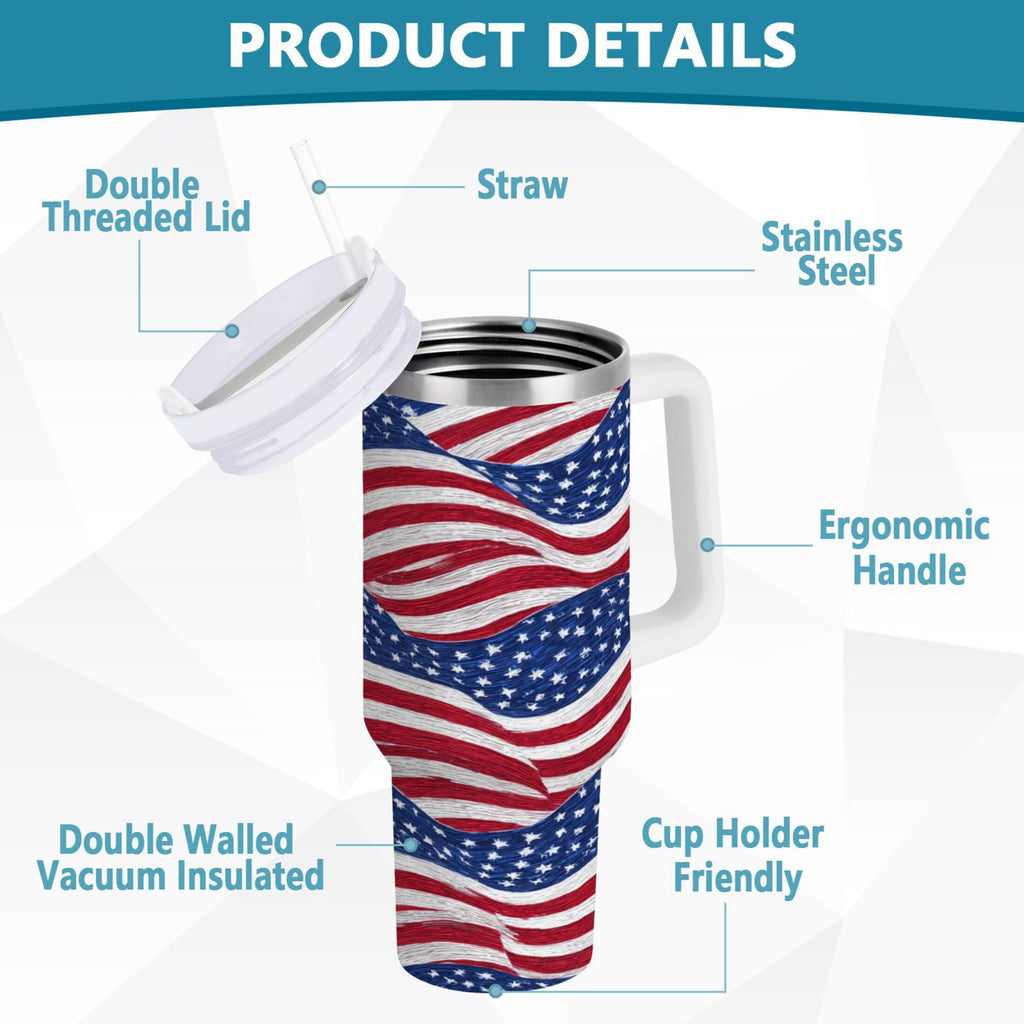 30 oz Insulated Stainless Steel Tumbler Double Wall Stainless Steel Tumbler with 2-Way Drinking Flags Wave Pattern Edition-NMWB