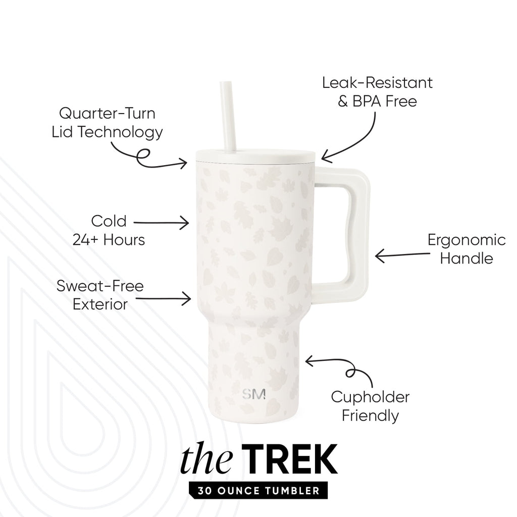 Simple Modern 30 fl oz Insulated Stainless Steel Trek Tumbler with Straw Lid | Seaglass Sage and Cream Checkmate Edition-16A6