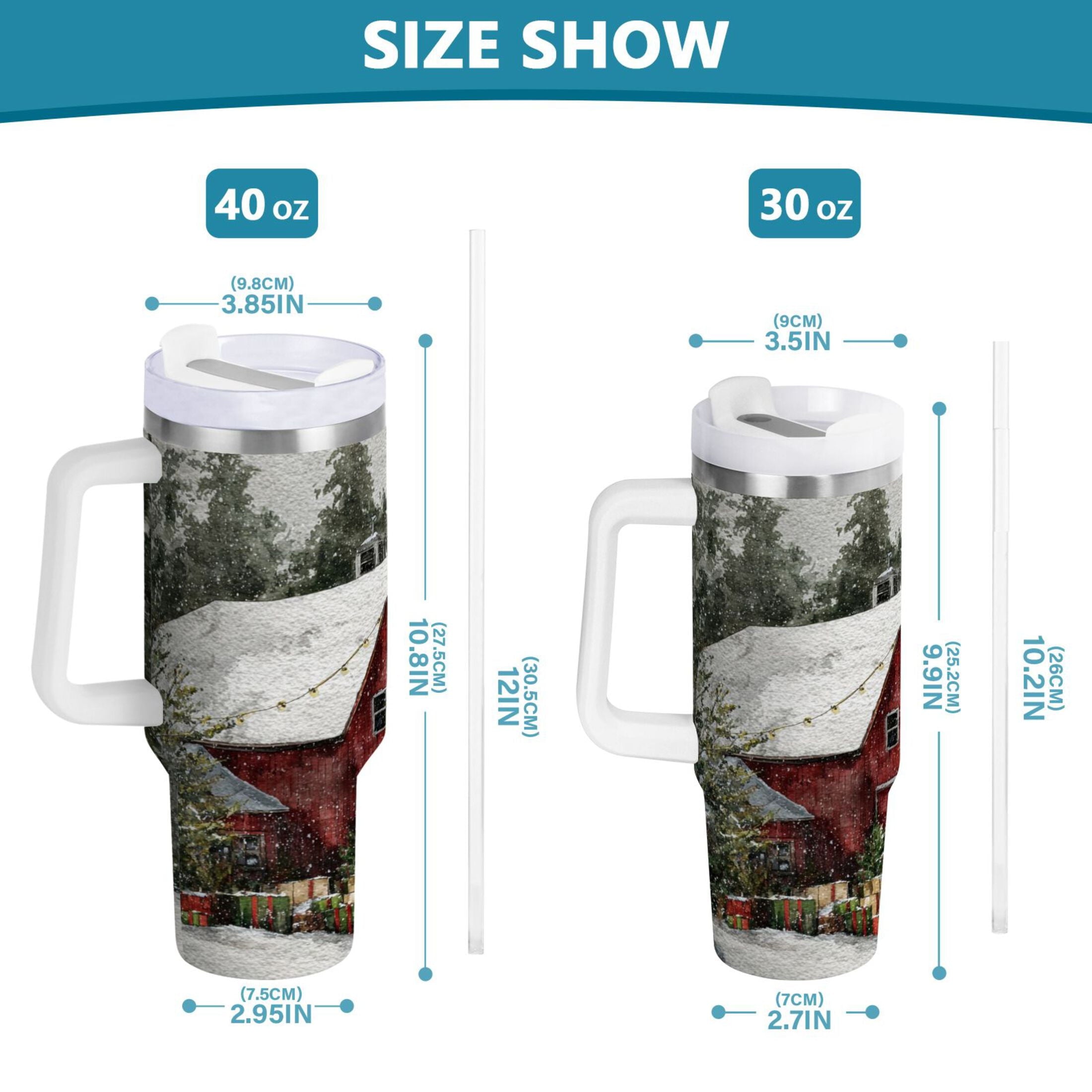 30 oz Insulated Stainless Steel Tumbler Double Wall Stainless Steel Tumbler with 2-Way Drinking Old Red Barn Edition-IKNR