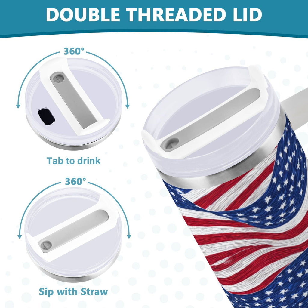 30 oz Insulated Stainless Steel Tumbler Double Wall Stainless Steel Tumbler with 2-Way Drinking Flags Wave Pattern Edition-NMWB