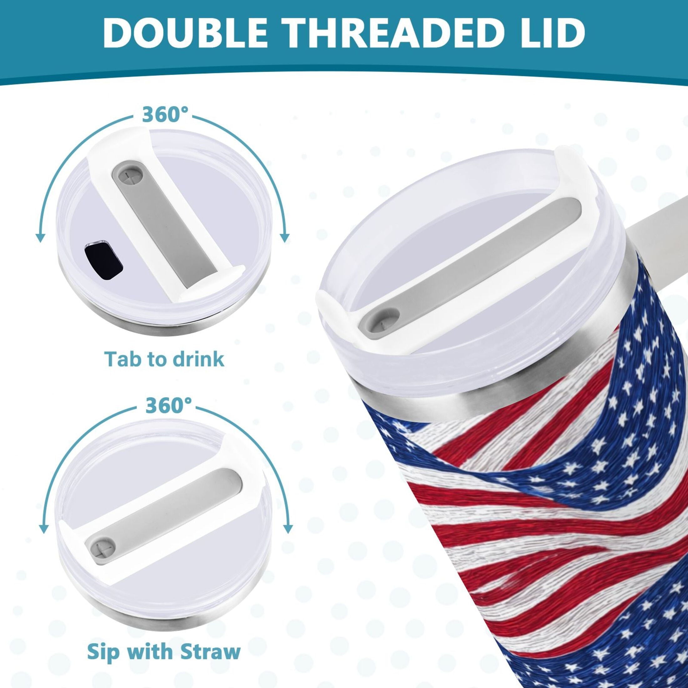 30 oz Insulated Stainless Steel Tumbler Double Wall Stainless Steel Tumbler with 2-Way Drinking Flags Wave Pattern Edition-NMWB