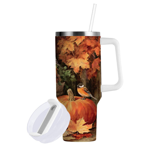 30 oz Insulated Stainless Steel Tumbler Double Wall Stainless Steel Tumbler with 2-Way Drinking Beautiful Fall Scene Edition-S7U1