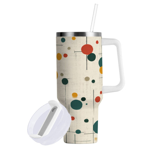 30 oz Insulated Stainless Steel Tumbler Double Wall Stainless Steel Tumbler with 2-Way Drinking Colorful Dots and Lines Edition-BHTQ