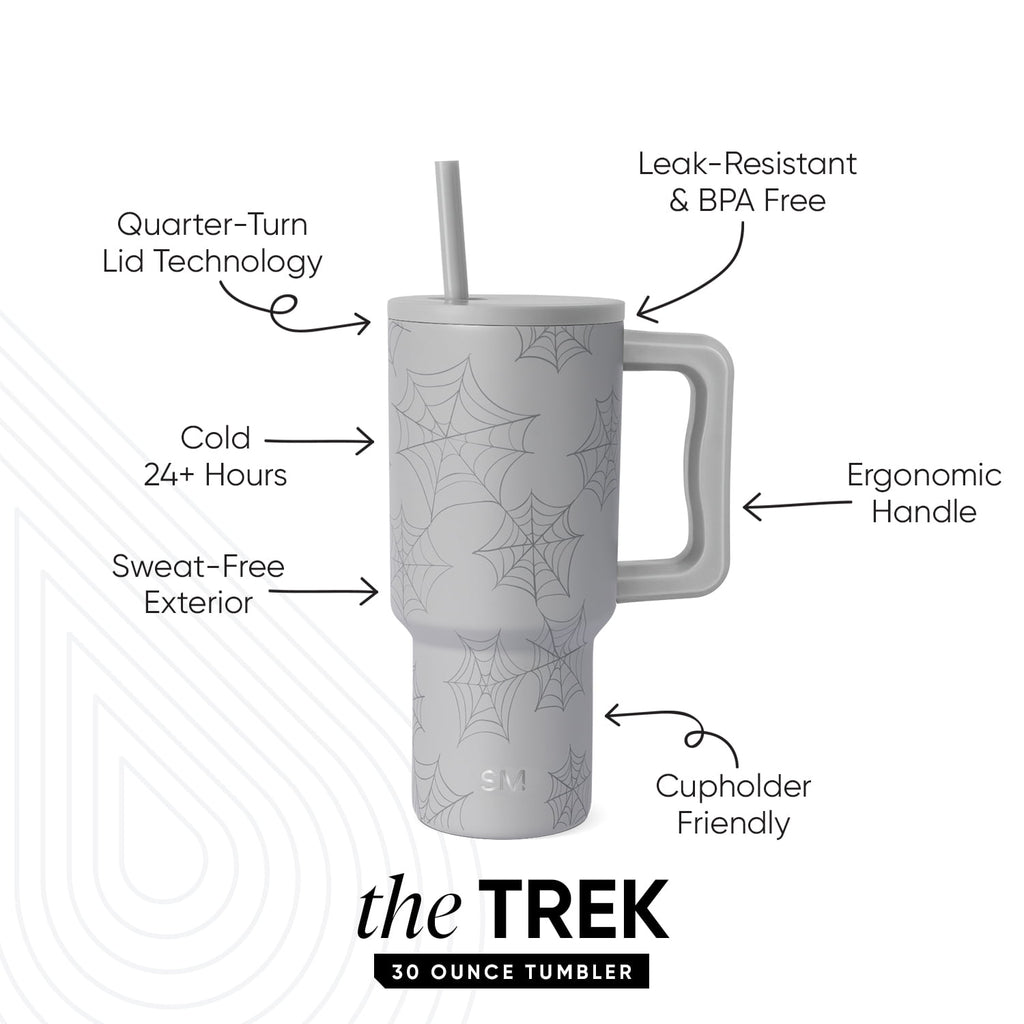 Simple Modern 30 fl oz Insulated Stainless Steel Trek Tumbler with Straw Lid | Seaglass Sage and Cream Checkmate Edition-16A6