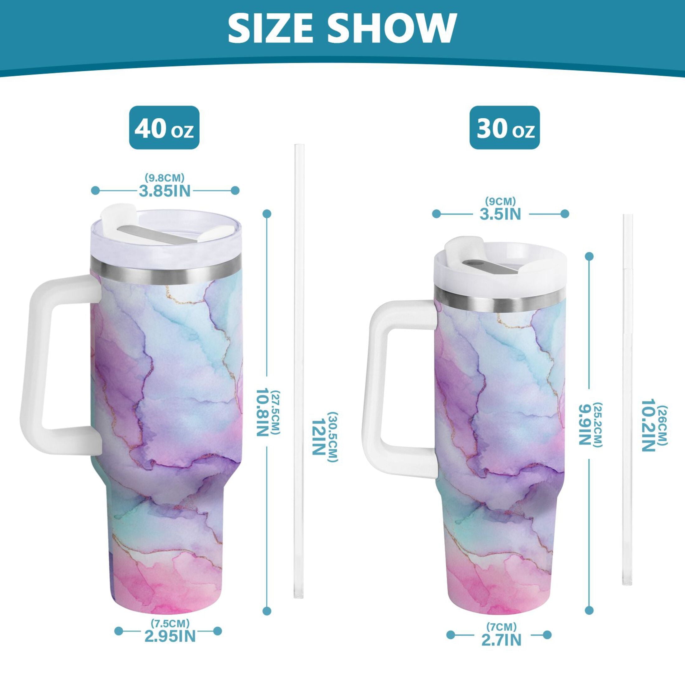 30 oz Insulated Stainless Steel Tumbler Double Wall Stainless Steel Tumbler with 2-Way Drinking Pastel Pink Marble Texture Edition-X25X