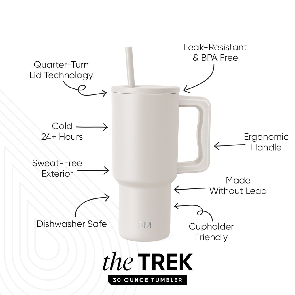 Simple Modern 30 fl oz Insulated Stainless Steel Trek Tumbler with Straw Lid | Seaglass Sage and Cream Checkmate Edition-16A6