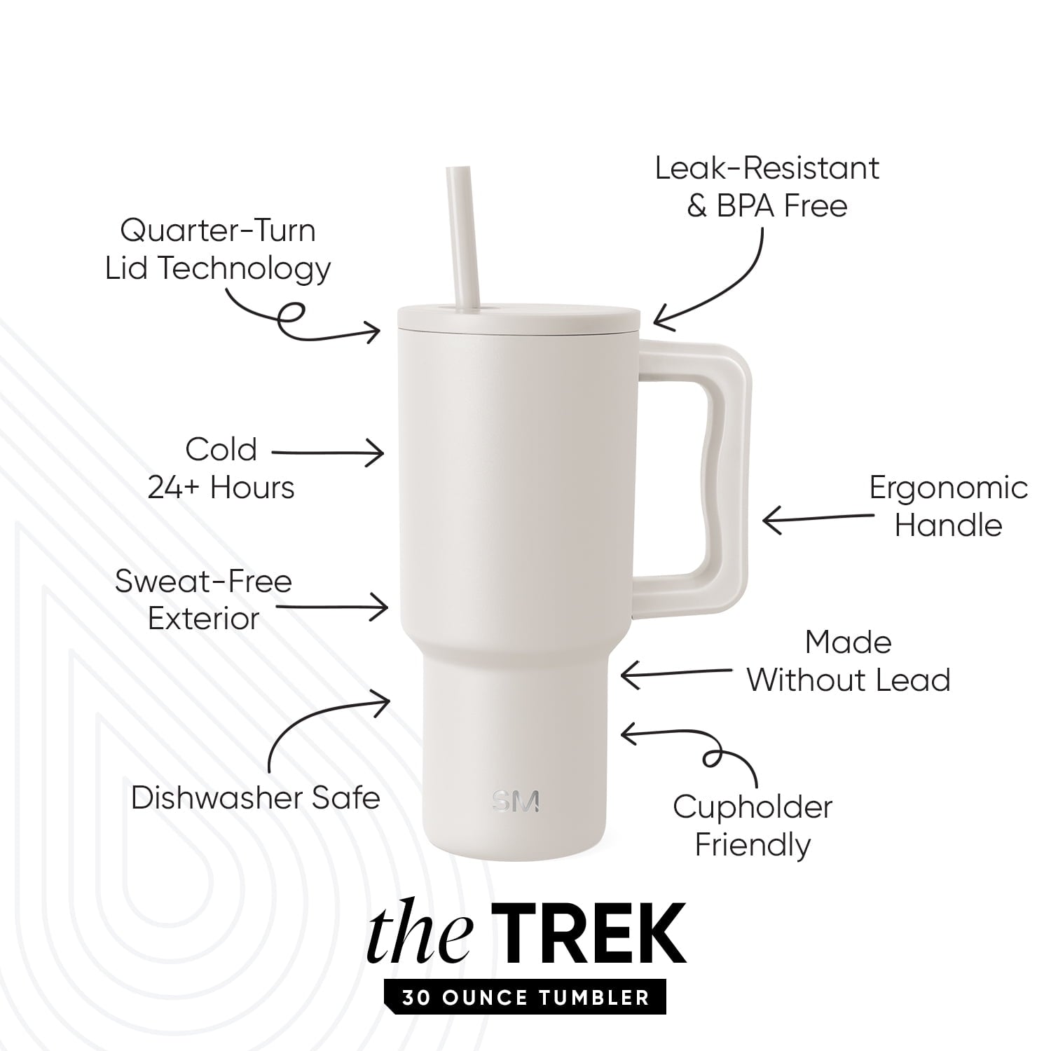 Simple Modern 30 fl oz Insulated Stainless Steel Trek Tumbler with Straw Lid | Seaglass Sage and Cream Checkmate Edition-16A6