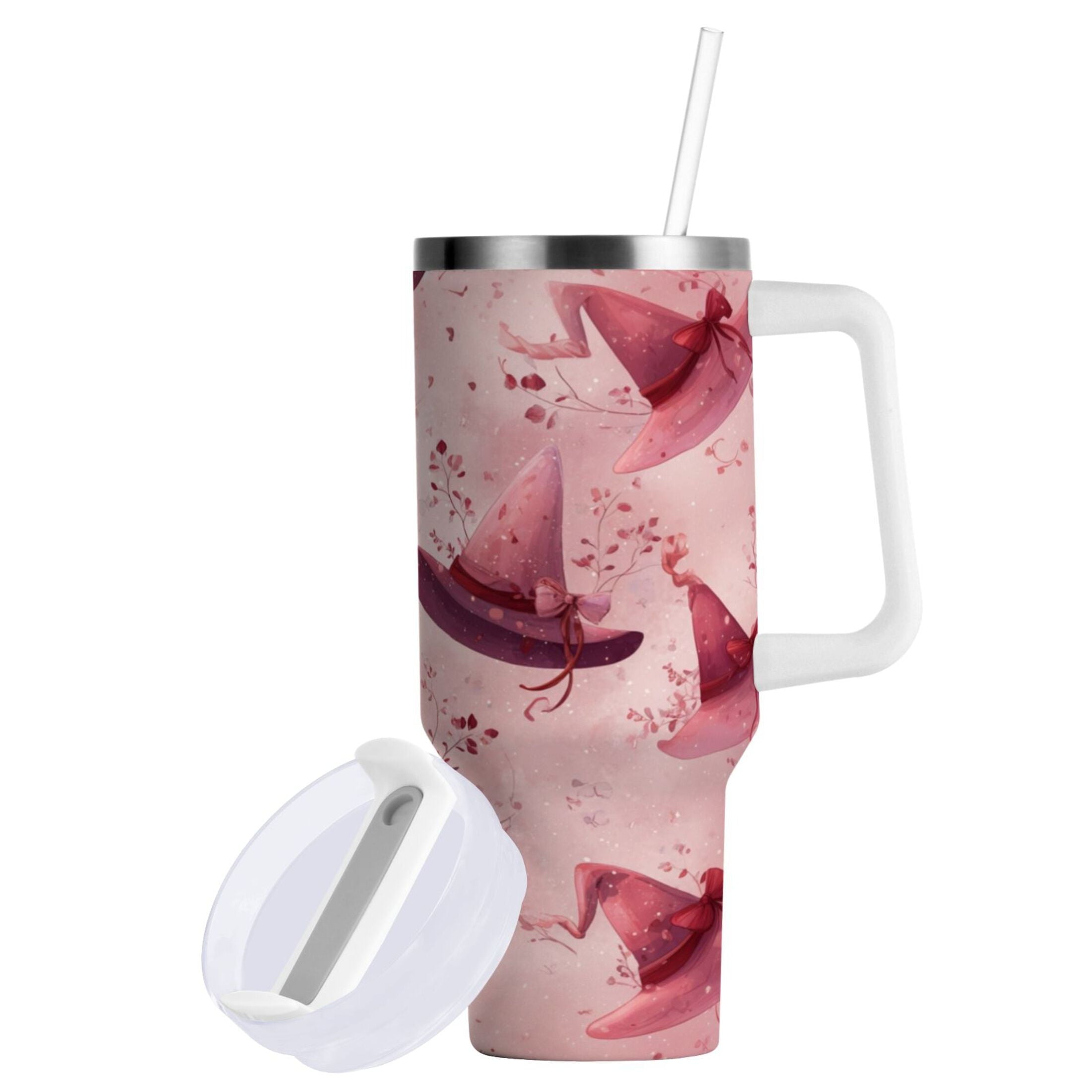 30 oz Insulated Stainless Steel Tumbler Double Wall Stainless Steel Tumbler with 2-Way Drinking Hats with Delicate Bows Edition-W3BB