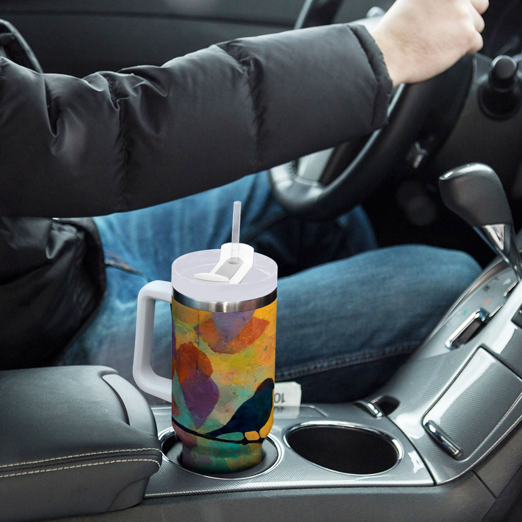 30 oz Insulated Stainless Steel Tumbler Double Wall Stainless Steel Tumbler with 2-Way Drinking Birds on A Wire Edition-T90U