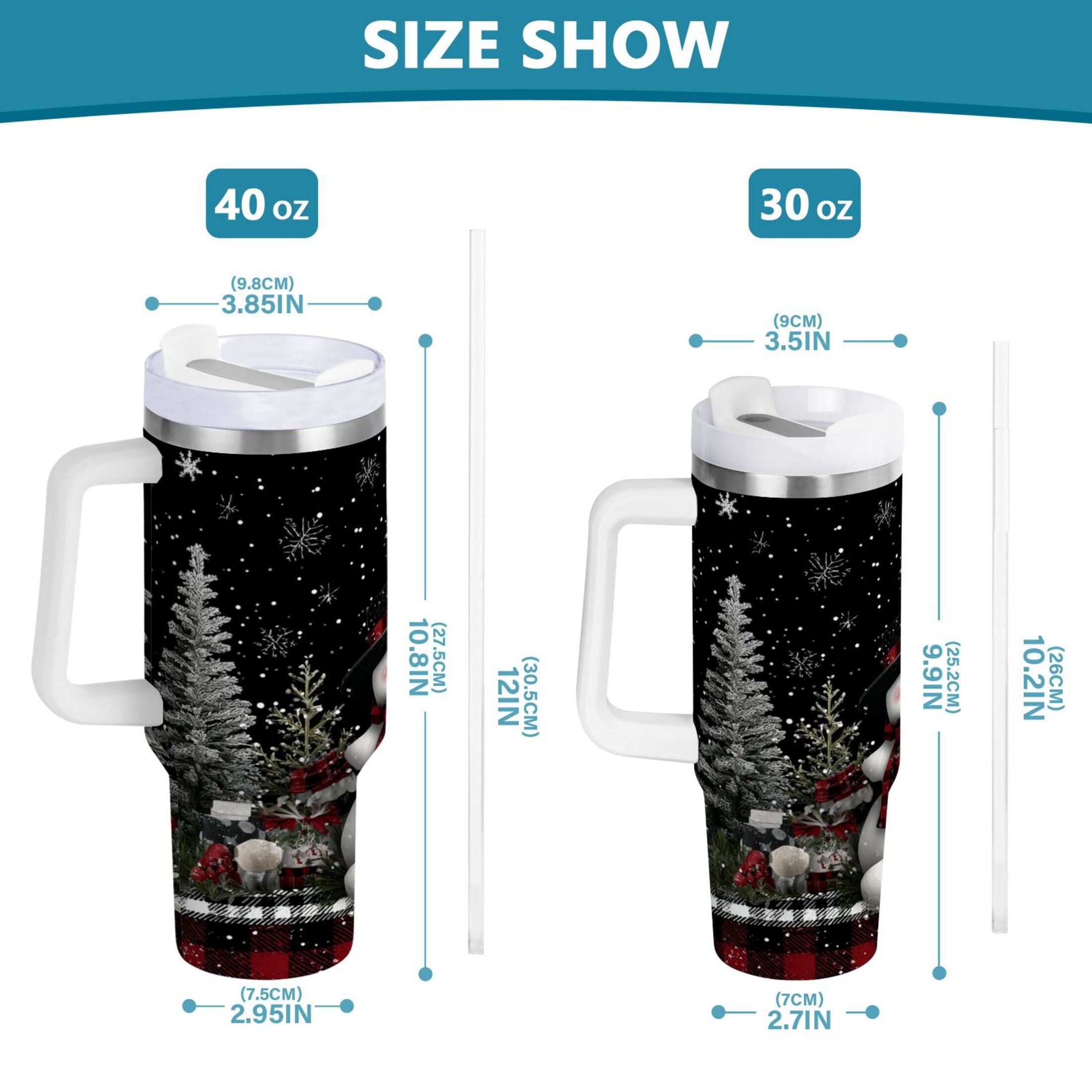 30 oz Insulated Stainless Steel Tumbler Double Wall Stainless Steel Tumbler with 2-Way Drinking Christmas Snowman Edition-XKFJ