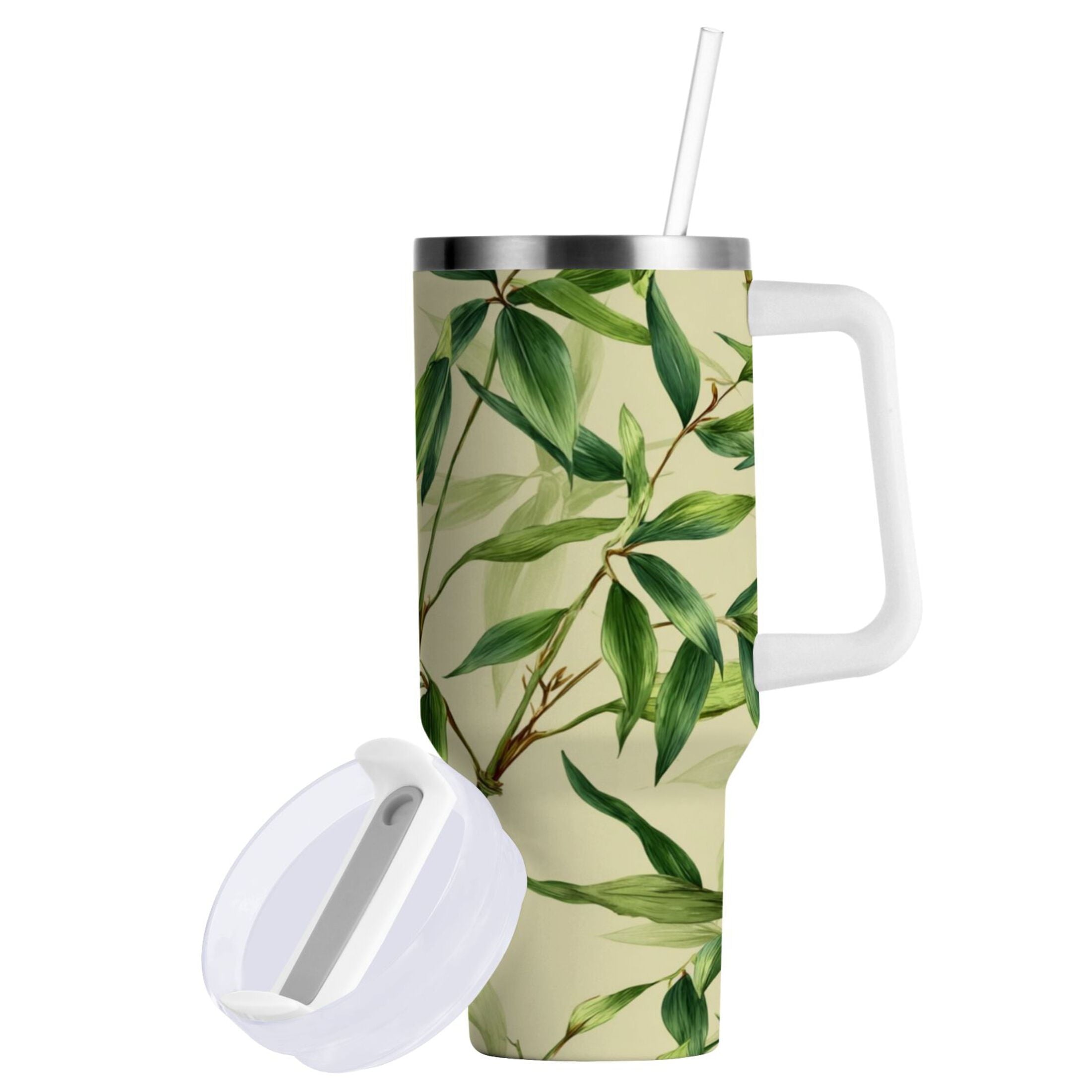 30 oz Insulated Stainless Steel Tumbler Double Wall Stainless Steel Tumbler with 2-Way Drinking Bamboo Pattern Edition-VTYX