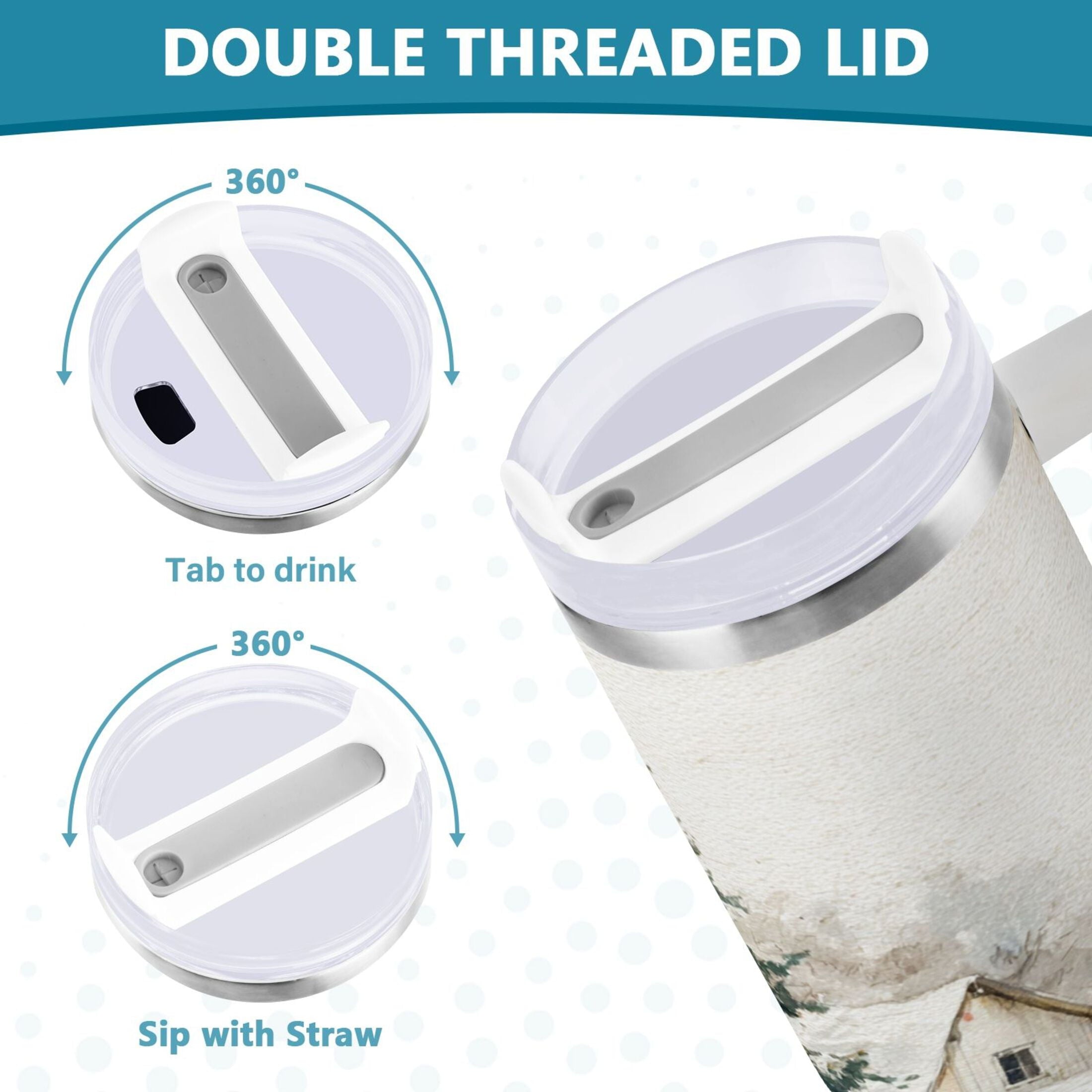 30 oz Insulated Stainless Steel Tumbler Double Wall Stainless Steel Tumbler with 2-Way Drinking Truck with Christmas Decorations Edition-KHYS