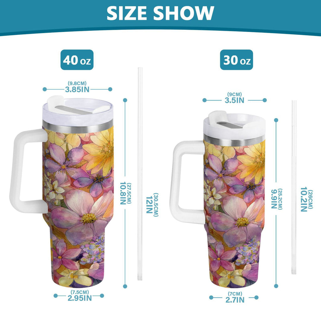 30 oz Insulated Stainless Steel Tumbler Double Wall Stainless Steel Tumbler with 2-Way Drinking Summer Blossoms Edition-4L4X