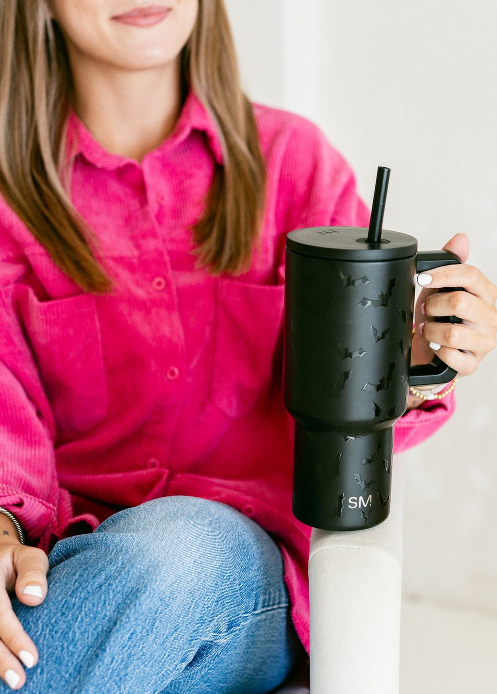 Simple Modern 30 fl oz Insulated Stainless Steel Trek Tumbler with Straw Lid | Seaglass Sage and Cream Checkmate Edition-16A6