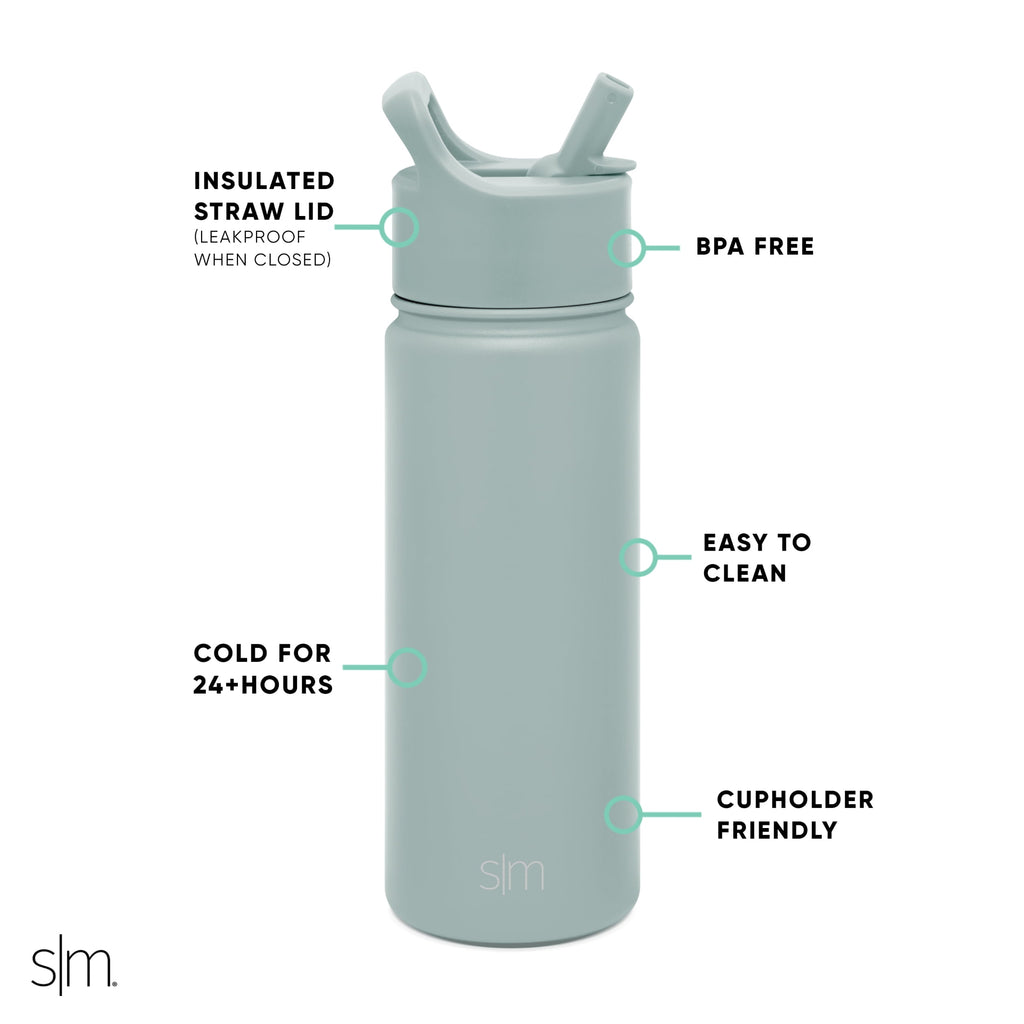 Simple Modern Summit Water Bottle Straw Lid Vacuum Insulated Stainless Steel Bottle | 18 fl oz Edition-9ZOA
