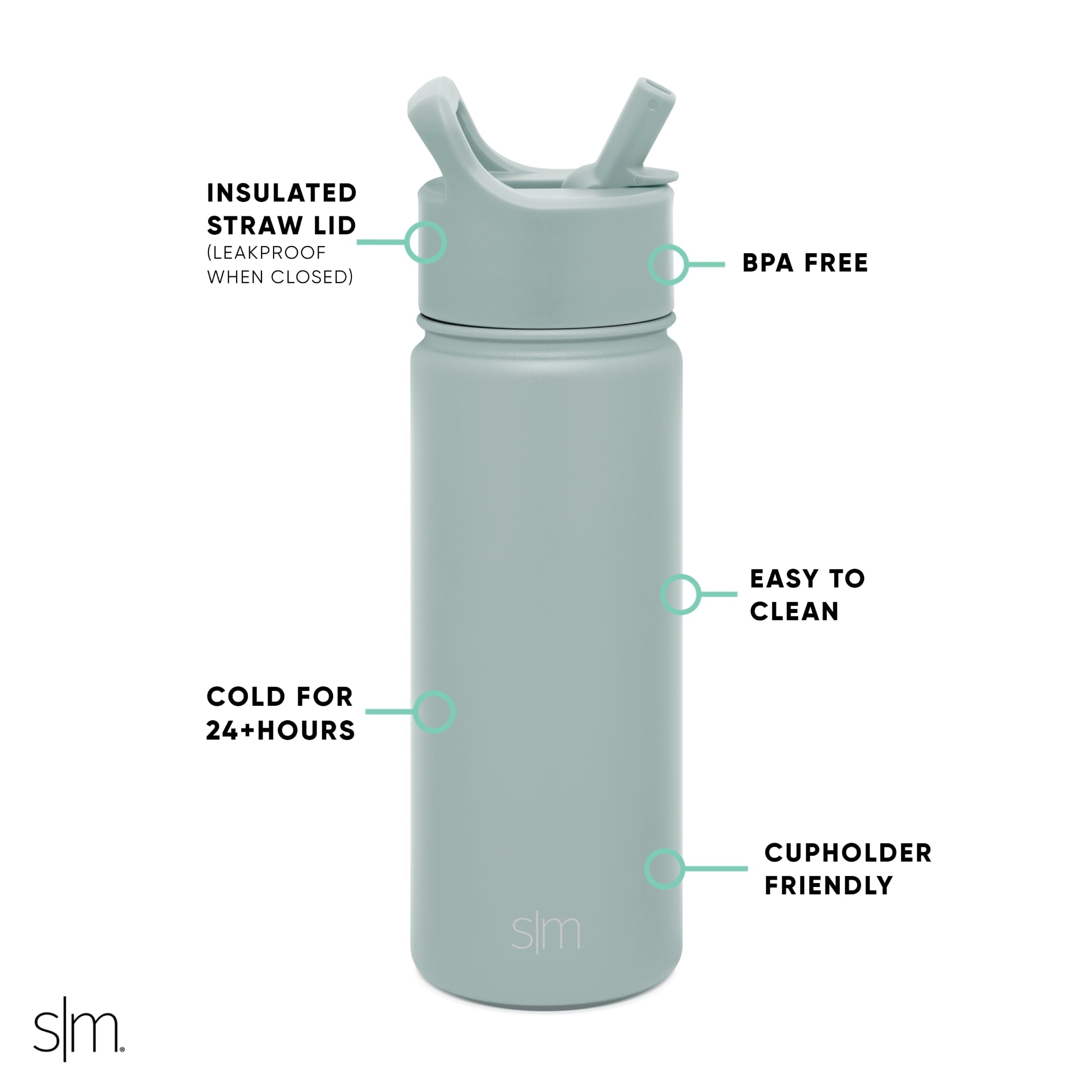 Simple Modern Summit Water Bottle Straw Lid Vacuum Insulated Stainless Steel Bottle | 18 fl oz Edition-9ZOA
