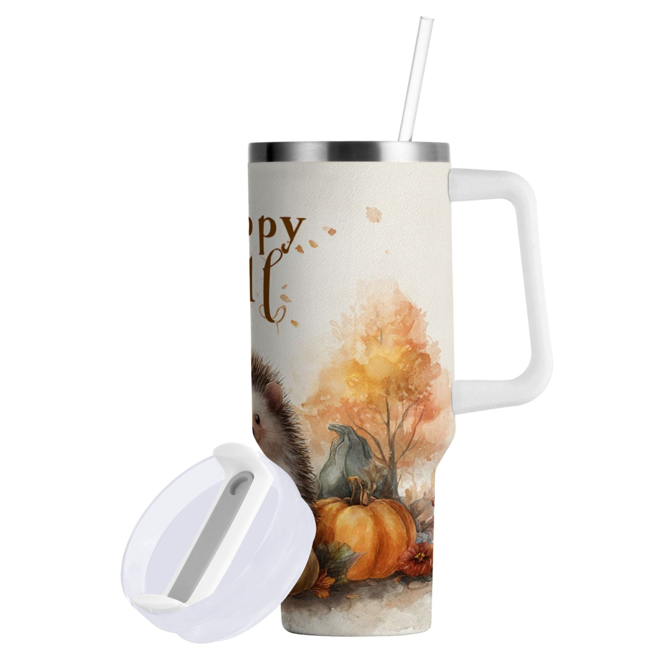 30 oz Insulated Stainless Steel Tumbler Double Wall Stainless Steel Tumbler with 2-Way Drinking Cute Little Hedgehog Edition-F9WP