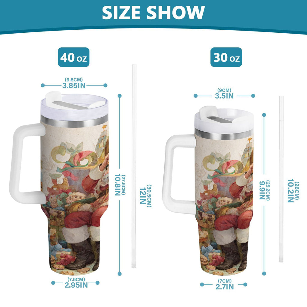 30 oz Insulated Stainless Steel Tumbler Double Wall Stainless Steel Tumbler with 2-Way Drinking Santa Claus Sitting in Chair Edition-ZN8H