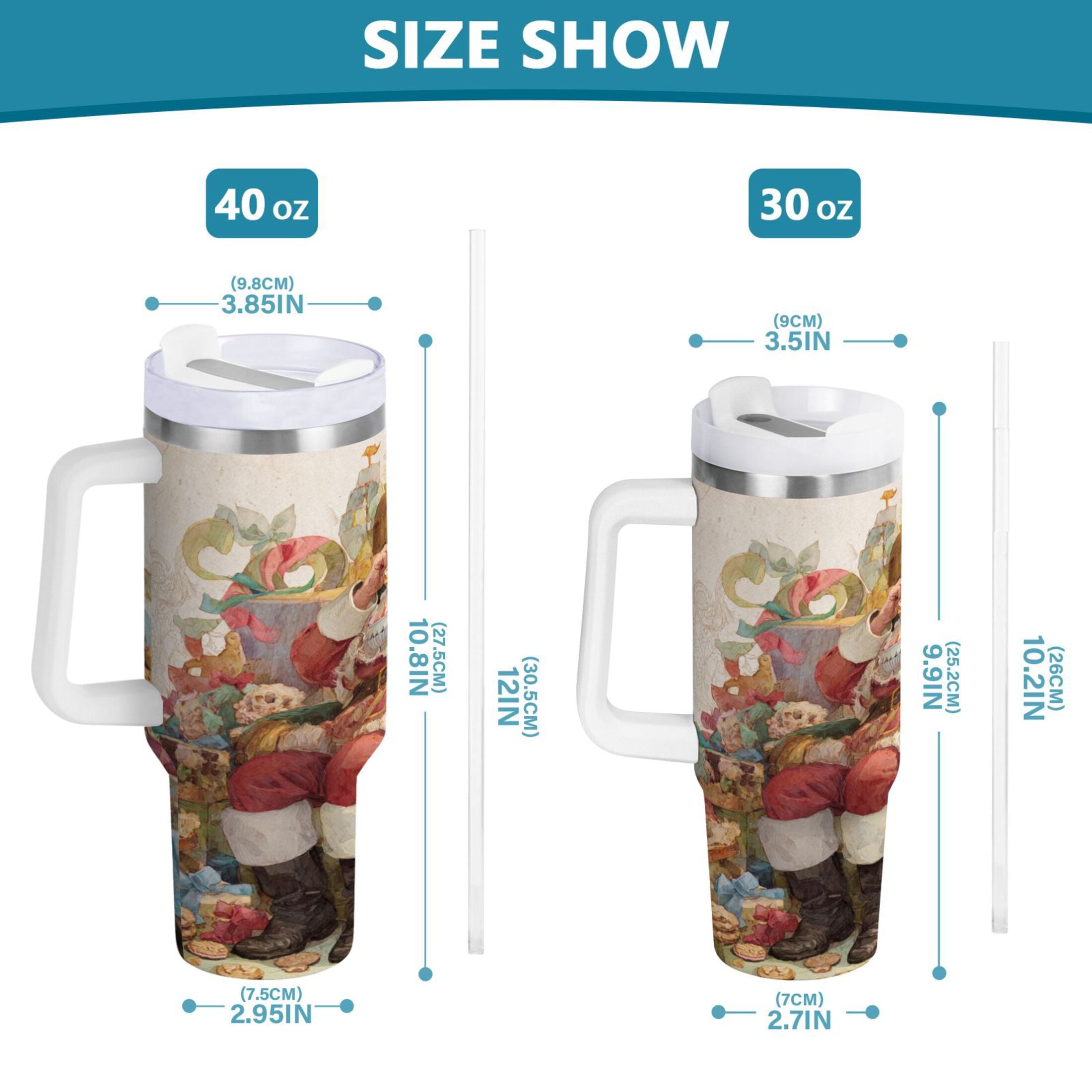 30 oz Insulated Stainless Steel Tumbler Double Wall Stainless Steel Tumbler with 2-Way Drinking Santa Claus Sitting in Chair Edition-ZN8H