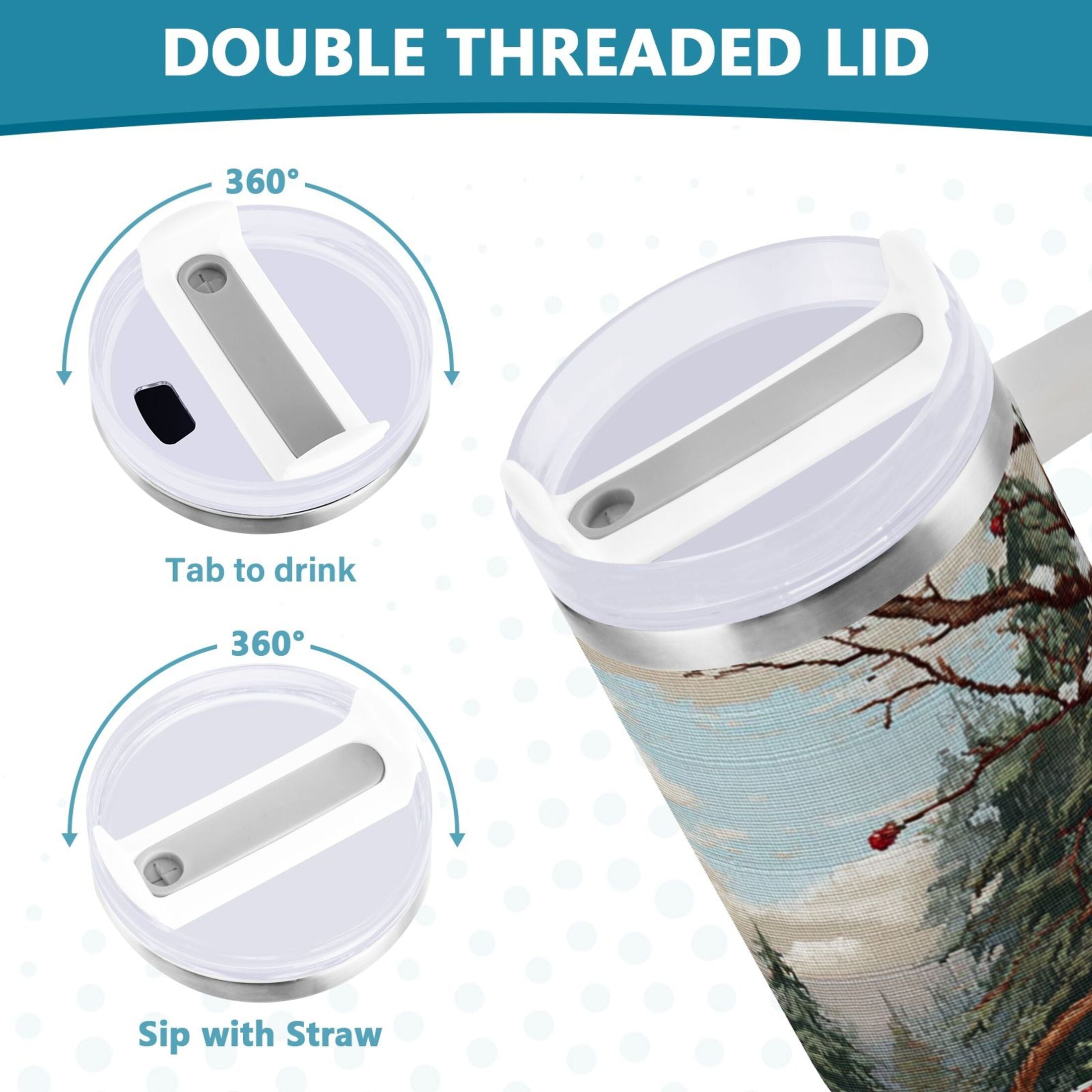 30 oz Insulated Stainless Steel Tumbler Double Wall Stainless Steel Tumbler with 2-Way Drinking Apples and Baskets Edition-VBEZ