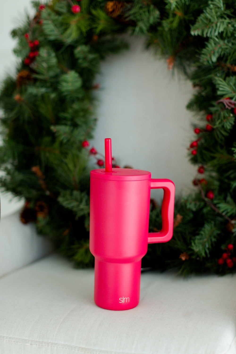 Simple Modern 30 fl oz Insulated Stainless Steel Trek Tumbler with Straw Lid | Seaglass Sage and Cream Checkmate Edition-16A6