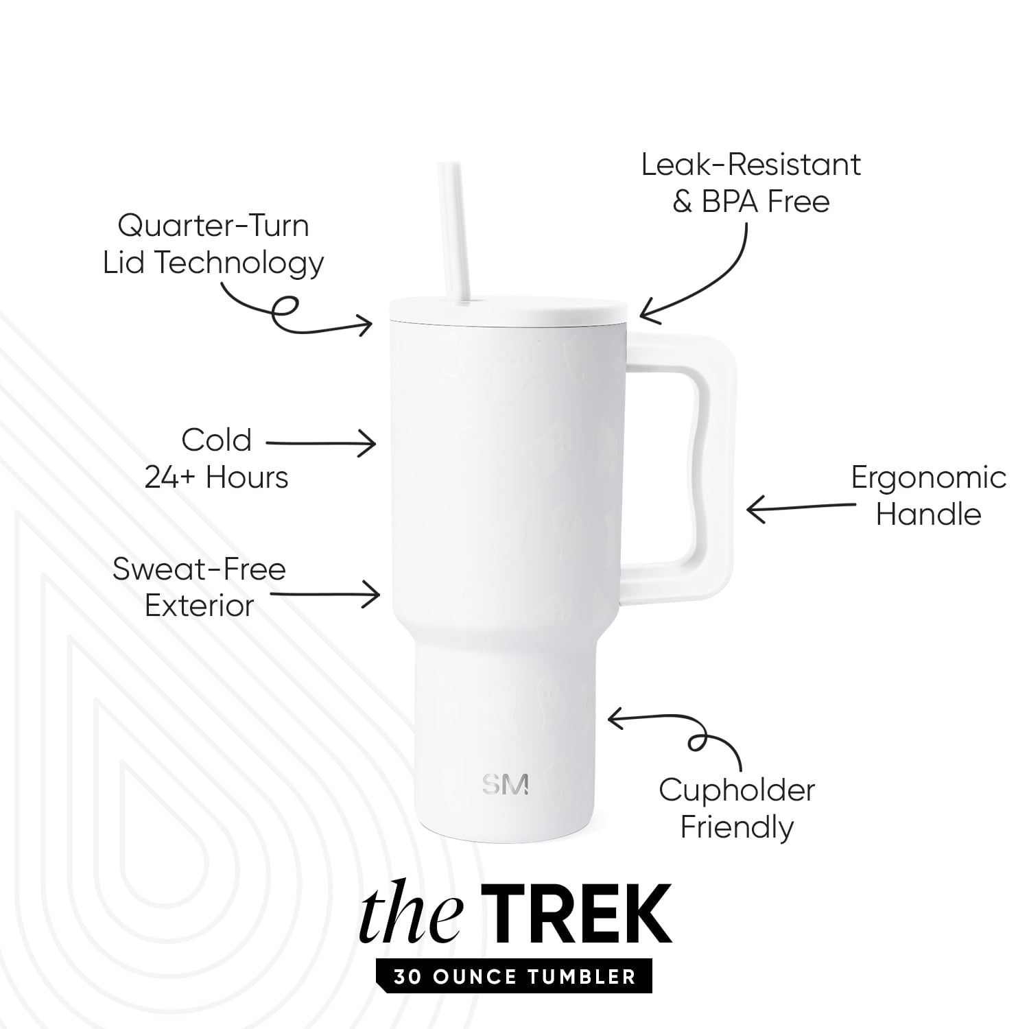 Simple Modern 30 fl oz Insulated Stainless Steel Trek Tumbler with Straw Lid | Seaglass Sage and Cream Checkmate Edition-16A6