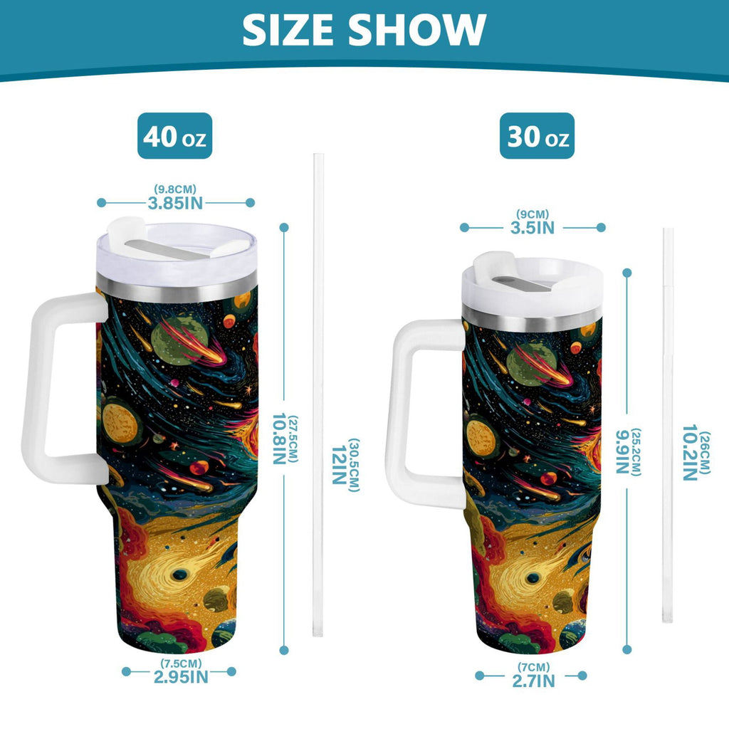 40 oz Insulated Stainless Steel Tumbler Double Wall Stainless Steel Tumbler with 2-Way Drinking Swirling Galaxy Edition-HVDN