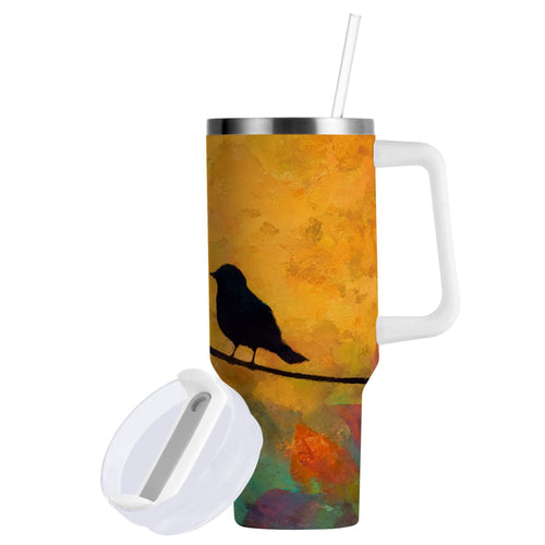 30 oz Insulated Stainless Steel Tumbler Double Wall Stainless Steel Tumbler with 2-Way Drinking Birds on A Wire Edition-T90U