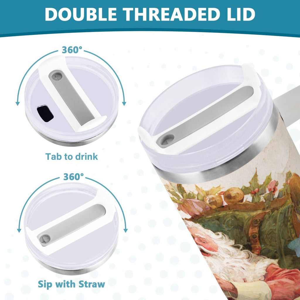 30 oz Insulated Stainless Steel Tumbler Double Wall Stainless Steel Tumbler with 2-Way Drinking Santa Claus Sitting in Chair Edition-ZN8H