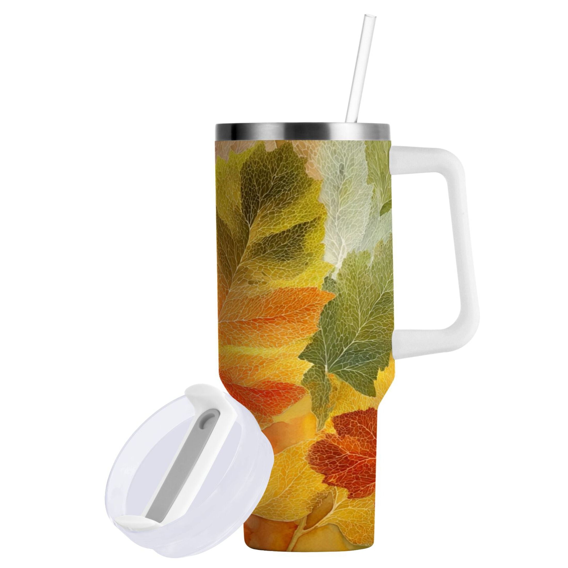 30 oz Insulated Stainless Steel Tumbler Double Wall Stainless Steel Tumbler with 2-Way Drinking Various Shades Autumn Leaves Edition-3NYS