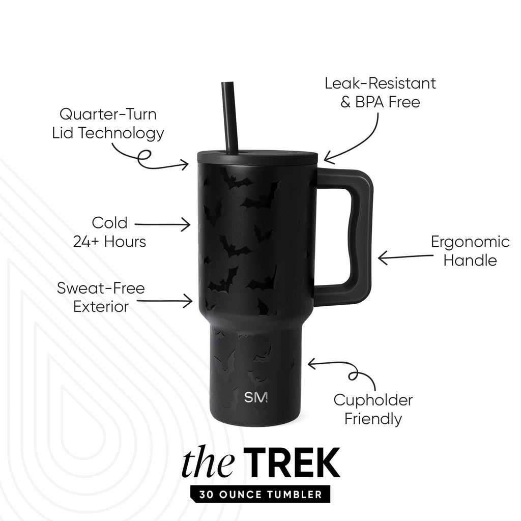 Simple Modern 30 fl oz Insulated Stainless Steel Trek Tumbler with Straw Lid | Seaglass Sage and Cream Checkmate Edition-16A6