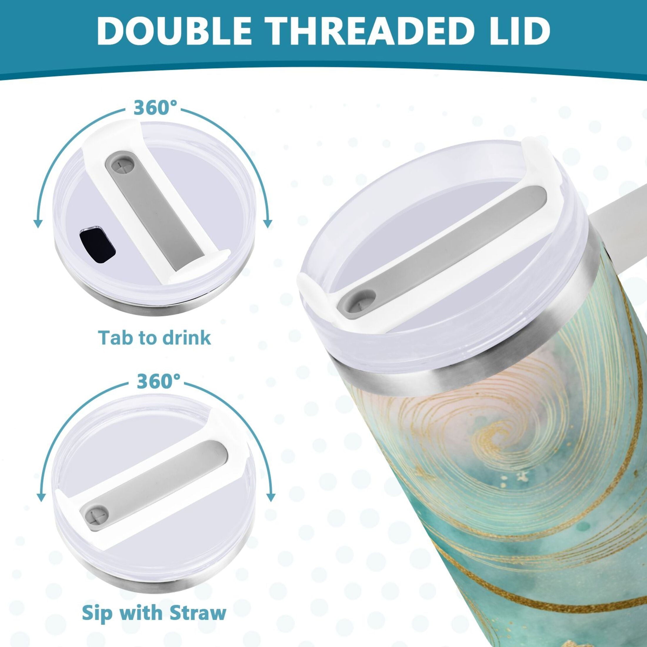 30 oz Insulated Stainless Steel Tumbler Double Wall Stainless Steel Tumbler with 2-Way Drinking Beautiful Swirling Lines Edition-GDNI