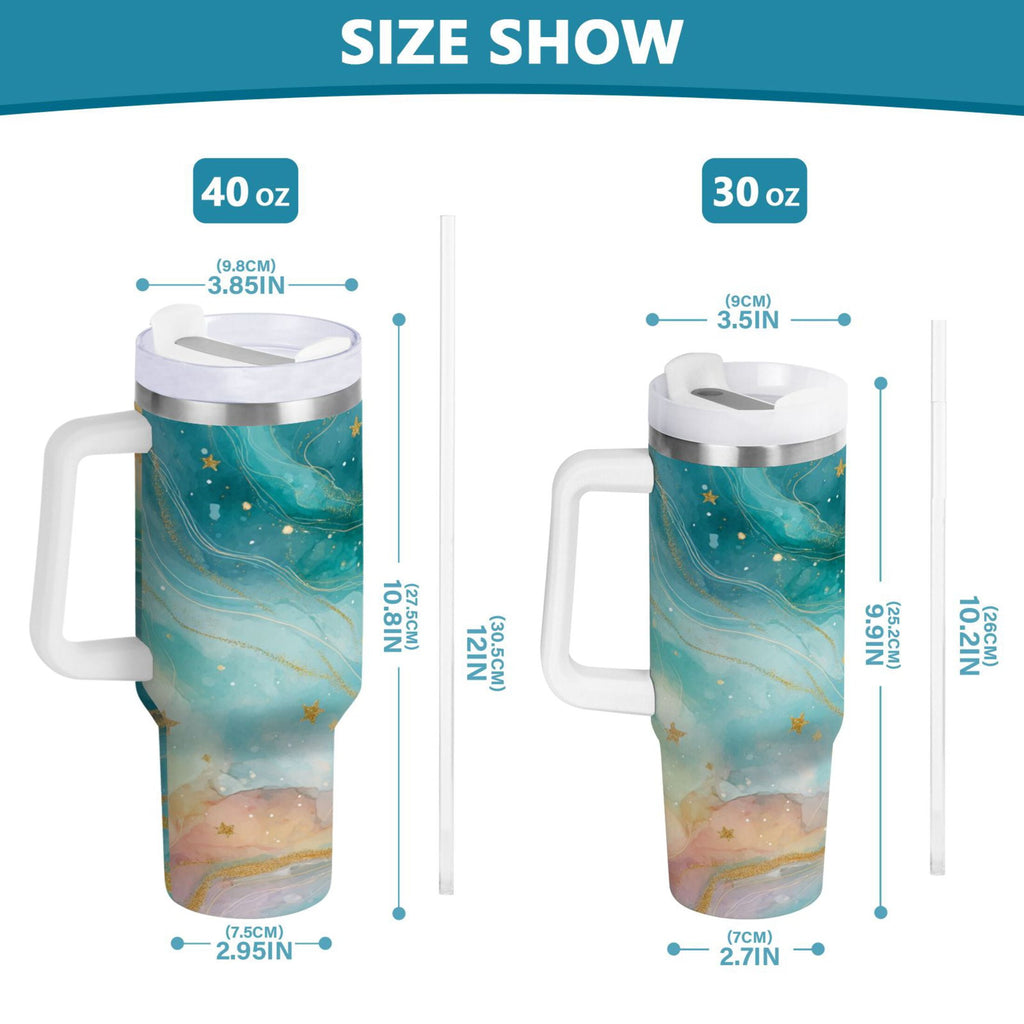 40 oz Insulated Stainless Steel Tumbler Double Wall Stainless Steel Tumbler with 2-Way Drinking Beautiful Watercolor Stars Edition-2WUR